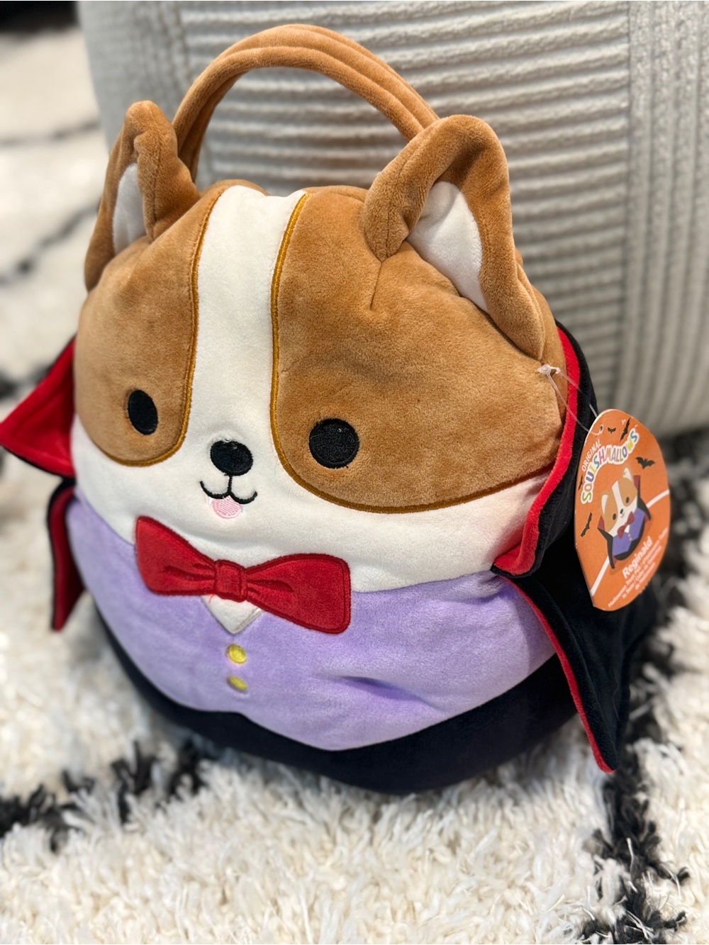 Squishmallows Reginald Vampire Corgi Halloween Treat Pail Plush Bucket NWT - Picture 2 of 9